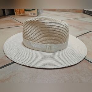 Anine Bing cream colored wide brim fedora straw hat